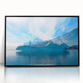 Framed acrylic wall art showcasing a stunning iceberg landscape design with black accents, perfect for modern decor, emphasizing cool blue tones and natural beauty.