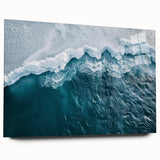 Acrylic glass wall art featuring a stunning iceberg landscape design, showcasing vibrant blues and whites, ideal for modern home decor or office spaces.
