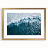 Framed wall art featuring a stunning iceberg landscape design with a gold mat, showcasing intricate details and vibrant colors for an elegant home decor accent.