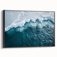 Framed canvas wall art showcasing an iceberg landscape design, featuring a sleek black frame and side view perspective, perfect for modern home decor.