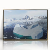 Framed acrylic wall art featuring a stunning iceberg landscape design with gold accents, ideal for modern decor. Perfect for enhancing any living space.
