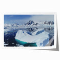 Abstract iceberg landscape wall art print showcasing vibrant blue and white hues, ideal for modern home decor, rolled and ready for framing.