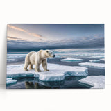 Stretched canvas wall art showcasing a stunning iceberg landscape design, featuring cool blue tones and crisp white accents, ideal for modern home decor.