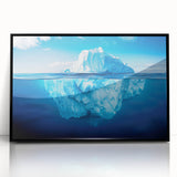 Framed acrylic wall art showcasing a stunning iceberg landscape design with a sleek black frame, ideal for modern home decor and art enthusiasts.