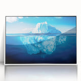 Framed acrylic wall art showcasing a stunning iceberg landscape design, featuring vibrant blue and white colors, ideal for enhancing modern home decor.