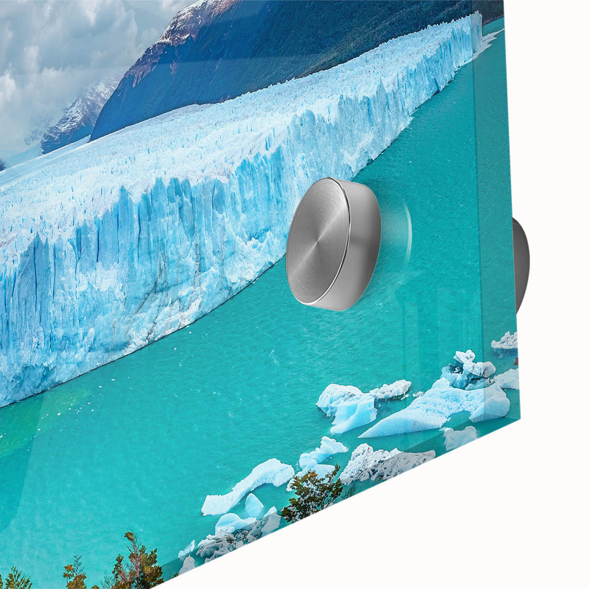 Close-up of a vibrant iceberg design wall art piece showcasing intricate acrylic glass details, perfect for modern decor, creating a serene atmosphere in any space.