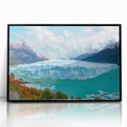 Framed acrylic wall art showcasing a stunning iceberg landscape design, featuring a black frame and vibrant colors, ideal for modern home decor.