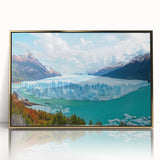 Framed acrylic wall art showcasing a stunning iceberg design in gold and blue tones, perfect for modern home decor. Ideal for adding a touch of elegance to any space.