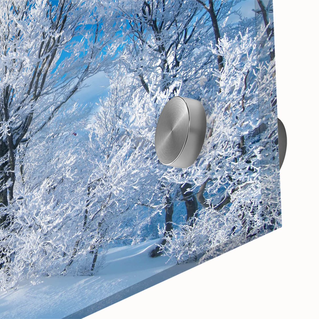 Close-up view of a striking acrylic glass artwork showcasing a vibrant iceberg landscape design, perfect for modern home decor, emphasizing cool blue hues and intricate details.