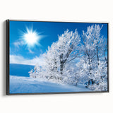 Framed canvas wall art showcasing a striking iceberg design with intricate details, set against a black background, ideal for modern home decor.
