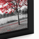 Framed canvas wall art showcasing a serene lake landscape with vibrant blues and greens, perfect for enhancing home decor and creating a calming ambiance.