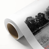 Rolled canvas artwork showcasing a serene lake landscape design with vibrant blues and greens, perfect for enhancing any home decor. Ideal for nature lovers and art enthusiasts.