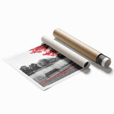 Serene landscape wall art print featuring a tranquil lake surrounded by lush greenery and mountains, rolled in a protective tube for easy display. Ideal for nature lovers seeking home decor that evokes peace and natural beauty.