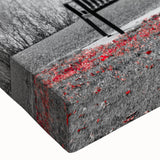 Vibrant close-up of a stretched canvas wall art piece showcasing a serene lake landscape, featuring rich blues and greens, ideal for home décor enhancement.