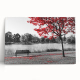 Stretched canvas wall art showcasing a serene lake landscape at sunset, with vibrant colors and soft reflections, perfect for enhancing home decor aesthetics.