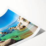 Vibrant rolled print showcasing a serene lake landscape design, ideal for home decor, featuring calming blue tones and lush greenery, packaged securely for safe delivery.