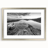 Framed wall art collection featuring serene landscapes and tranquil lakes, showcasing a silver frame with a mat, ideal for enhancing home decor.