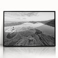 Framed wall art collection featuring serene lakeside landscapes in vibrant colors, with a sleek black frame, perfect for enhancing modern home decor.