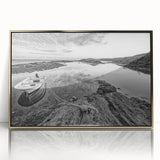 Framed acrylic wall art collection showcasing serene lake landscapes with gold accents, perfect for enhancing modern home decor. Ideal for nature lovers and art enthusiasts.