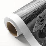 Vibrant rolled canvas wall art showcasing a serene lake landscape with lush greenery and a soft blue sky, ideal for home decor and nature enthusiasts.