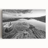 Stretched canvas wall art showcasing a serene lake landscape with vibrant colors, perfect for home decor. Ideal for nature lovers and modern interiors, enhancing any room's ambiance.