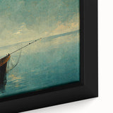 Framed canvas wall art showcasing a serene lake landscape at sunset, featuring vibrant colors and intricate details, perfect for home decor enhancement.