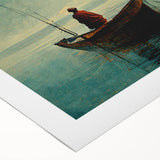 Rolled canvas art showcasing a serene landscape of a tranquil lake surrounded by lush greenery, designed for home decor, emphasizing nature's beauty and tranquility.