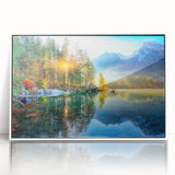 Framed wall art collection showcasing serene lake landscapes, featuring vibrant colors and detailed acrylic design, perfect for enhancing home decor.