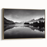 Framed canvas wall art showcasing a serene lakeside landscape with vibrant colors and gold accents, adding an elegant touch to modern decor. Ideal for nature lovers seeking home inspiration.