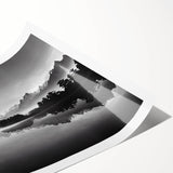 Serene landscape wall art print showcasing a tranquil lake surrounded by lush greenery, rolled for easy transport and display, ideal for home decor.