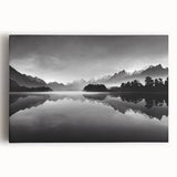 Stretched canvas wall art showcasing a serene lake landscape design, vibrant colors reflecting nature's beauty, ideal for home decor enhancements.