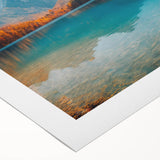 Rolled canvas wall art showcasing a serene lake landscape design with vibrant colors and natural details, perfect for home decor, packaged securely in a sturdy tube.