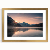 Framed wall art collection showcasing serene lake landscapes with gold matting; perfect for enhancing home decor with a touch of elegance and tranquility.