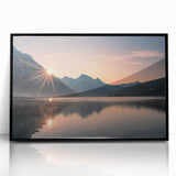 Framed wall art collection showcasing serene lake landscapes with vibrant colors, set in a sleek black frame, enhancing home decor aesthetics. Ideal for nature lovers.