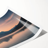 Serene landscape lake design wall art print in soothing blue and green hues, showcasing tranquil reflections and natural beauty, perfect for home décor.