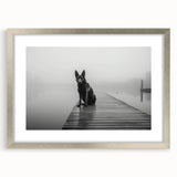 Framed wall art showcasing a serene lakeside landscape with vibrant colors, set in a silver frame with a mat, perfect for enhancing home decor.