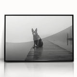Framed acrylic wall art showcasing a serene lakeside landscape with rich colors, set in a sleek black frame, perfect for modern home decor.