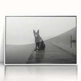 Framed acrylic wall art featuring a serene lake landscape design, highlighted by vibrant colors and a sleek white frame, perfect for enhancing modern decor.