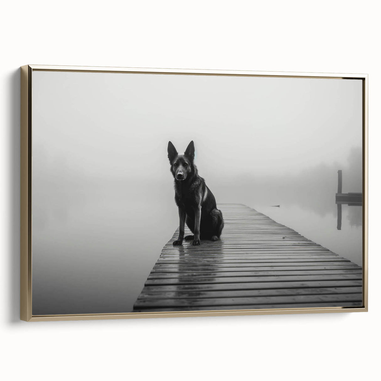 Framed canvas artwork showcasing a serene lake landscape with vibrant colors and gold accents, perfect for enhancing any room's decor. Ideal for art lovers seeking nature-inspired wall designs.