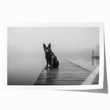 Vibrant rolled wall art print showcasing a serene lake landscape with lush greenery and a clear blue sky, ideal for home decor or office spaces.