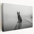 Stretched canvas wall art showcasing a serene lakeside landscape with vibrant colors, ideal for home decor. Side view highlights the canvas texture and depth, enhancing visual appeal.