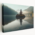 Stretched canvas wall art featuring a serene lakescape design with vivid blues and greens, showcasing natural beauty and tranquility, perfect for home decor.