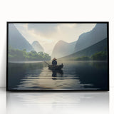 Framed acrylic wall art showcasing a serene lake landscape with vibrant colors, set in a sleek black frame, perfect for enhancing home decor.