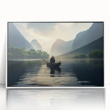 Framed acrylic wall art featuring a serene lake landscape design, showcasing vibrant colors and intricate details, perfect for enhancing modern home decor.