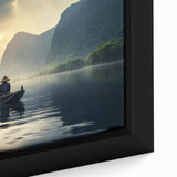 Framed canvas wall art showcasing a serene lake landscape with vibrant colors and intricate details, perfect for enhancing home decor and adding tranquility.