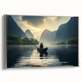 Framed wall art collection showcasing serene lake landscapes with vibrant colors, silver accents, and a modern design, ideal for home decor enhancement.