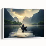 Framed canvas wall art depicting serene lake landscapes, showcasing vibrant blues and greens. The artwork enhances any room with its calming natural imagery and elegant white frame. Perfect for nature lovers seeking tranquility in home decor.