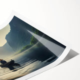 Serene landscape wall art print depicting calm lakes and lush greenery, expertly rolled for easy transportation and display, perfect for enhancing home decor.