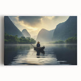 Stretched canvas wall art showcasing a serene lake landscape with vibrant colors and intricate details, perfect for enhancing home decor and creating a calming atmosphere.