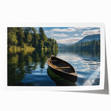 Vibrant rolled print of a serene lake landscape, showcasing tranquil waters and lush greenery, ideal for enhancing home decor with nature-inspired art.